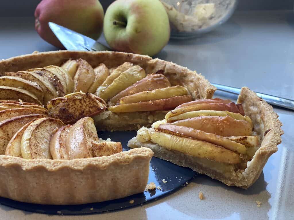 Apple Tart with a slice cut out