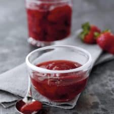 Strawberry jam in glass dishes
