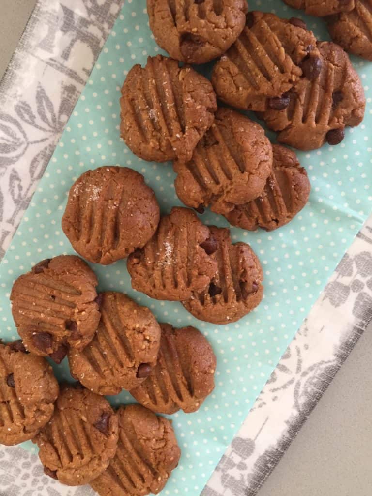 Baked cookies on a sheet of spotted paper