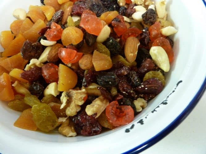 bowl of mixed dried fruit