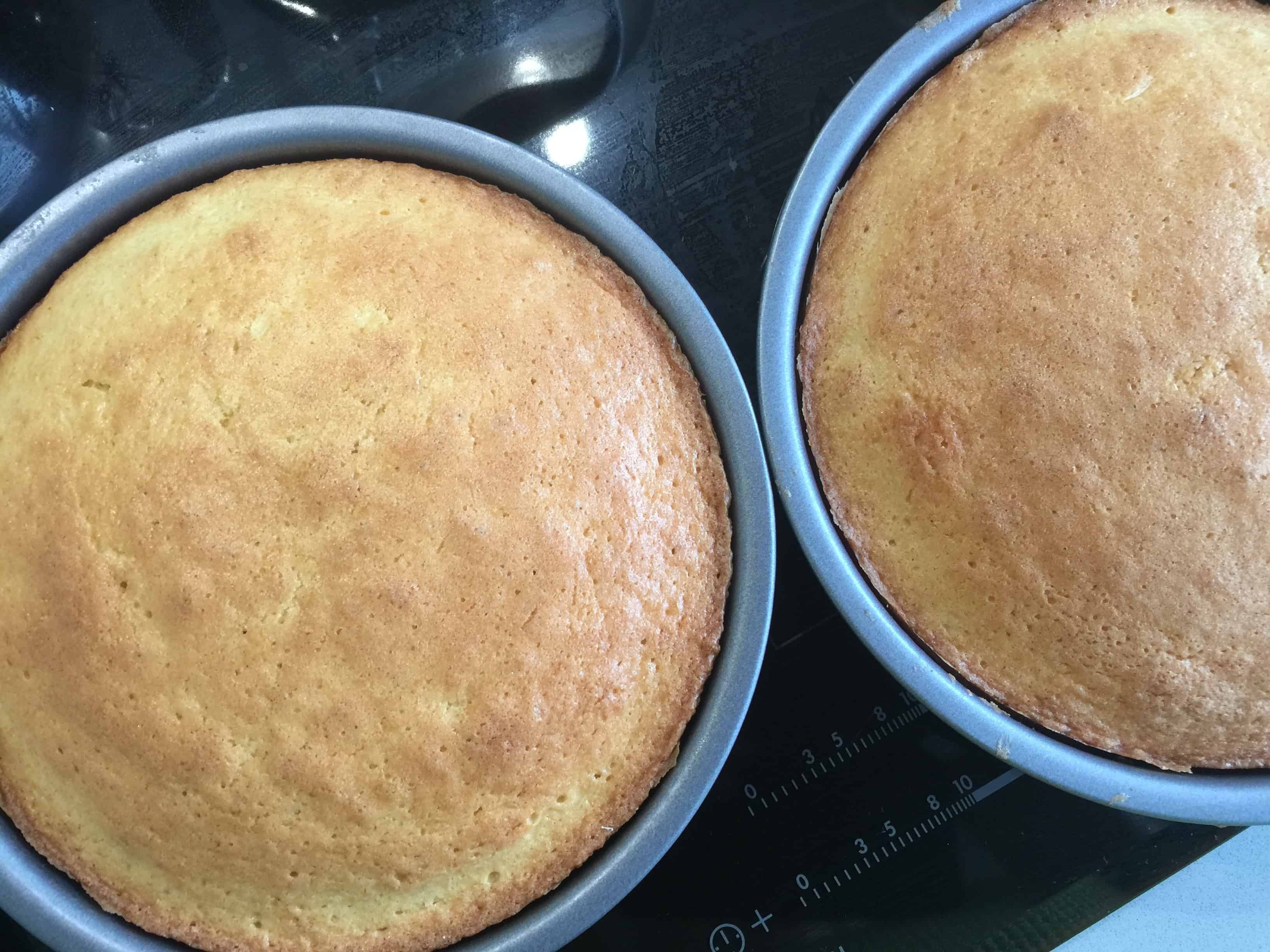 baked cakes in baking tins