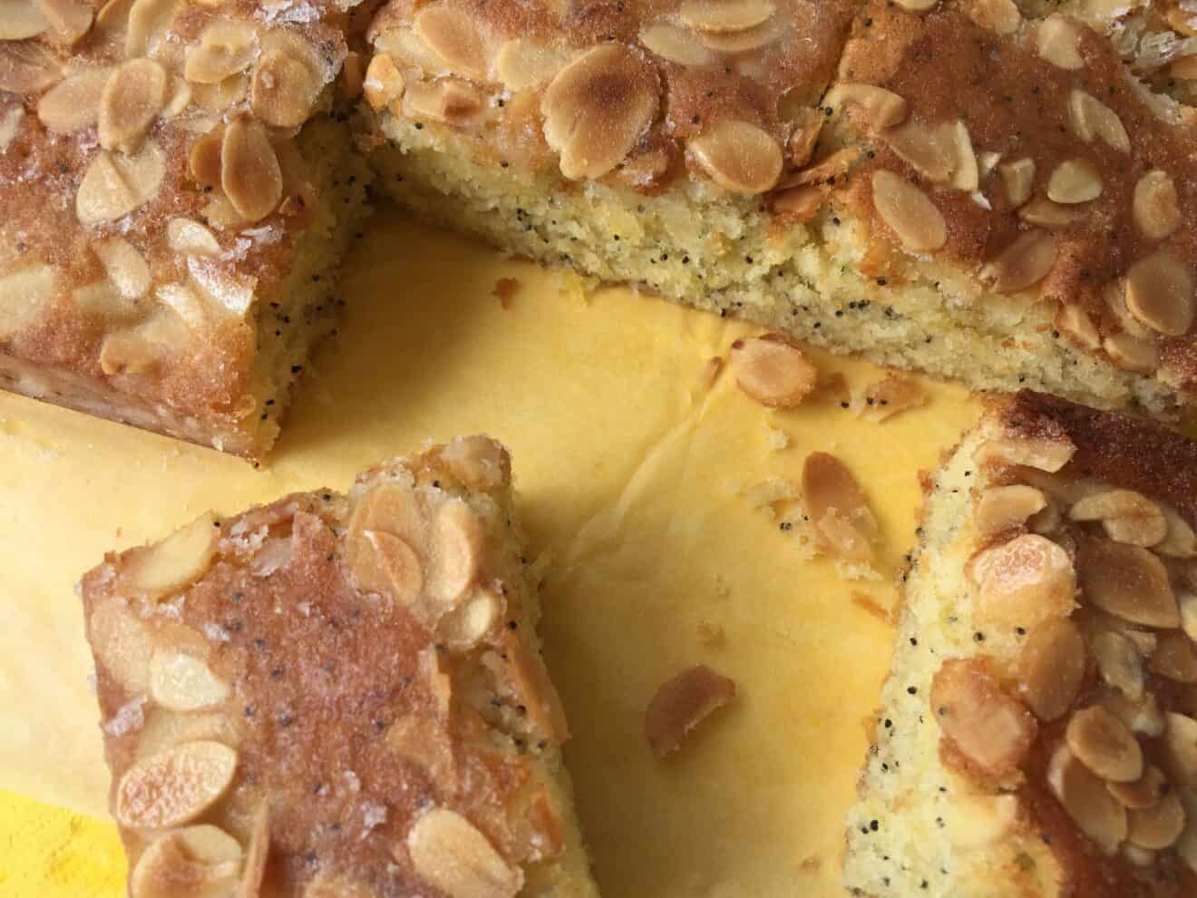 Lemon, Almond and Poppy Seed Squares Traditional Home Baking