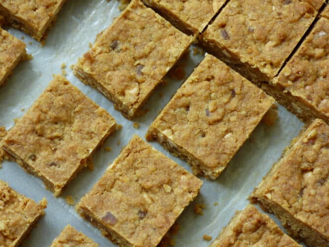 Square slices of Cookie bars