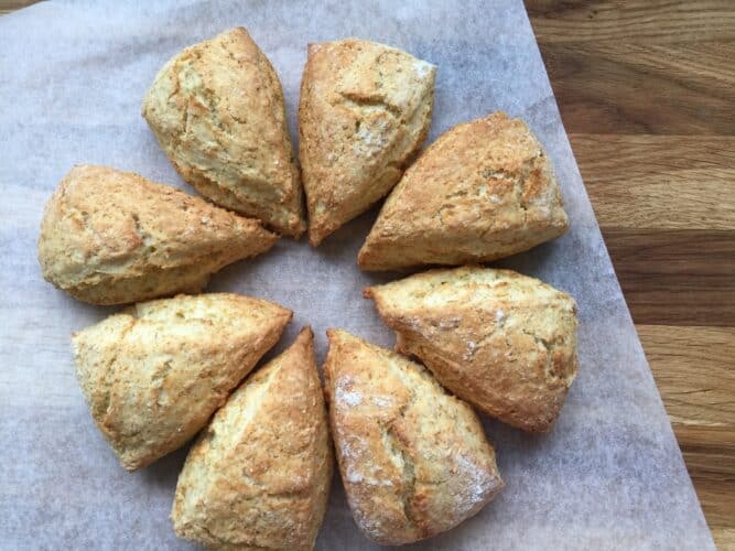8 round portions of baked scones