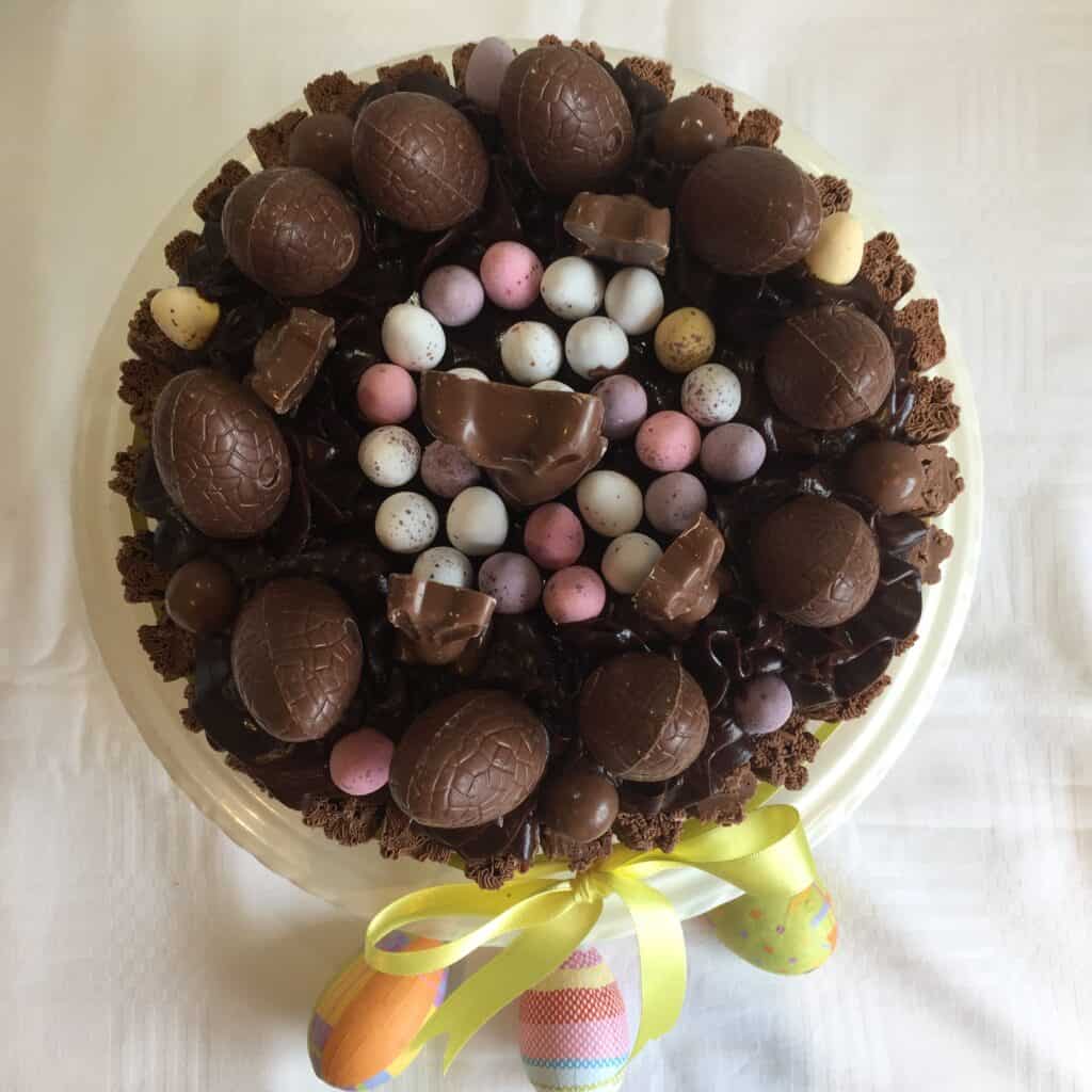 Decorated chocolate cake