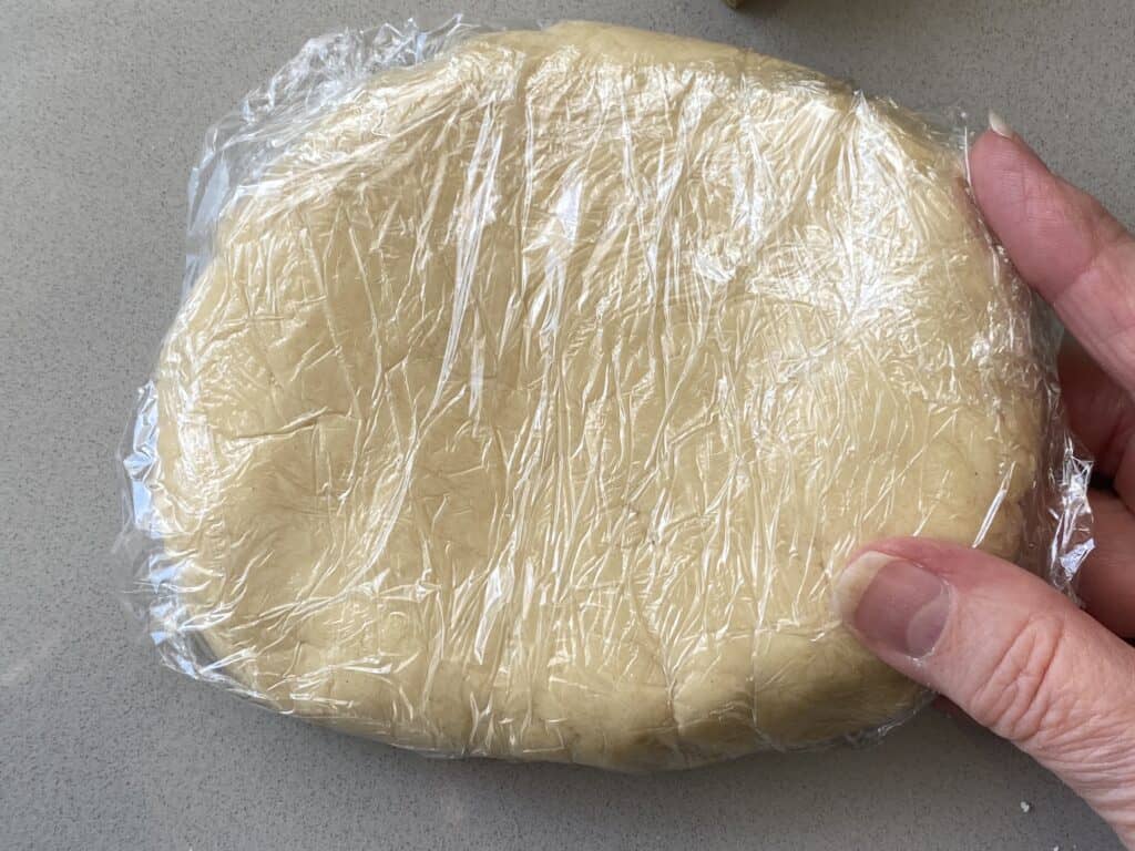 Pastry dough wrapped in cling film
