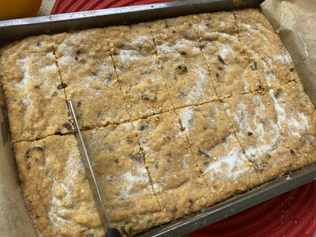Cookie Bars in a baking tray