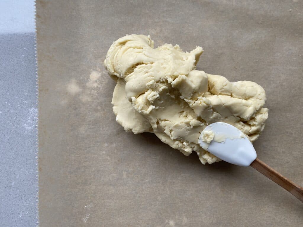 Cookie Dough on a sheet of baking parchment