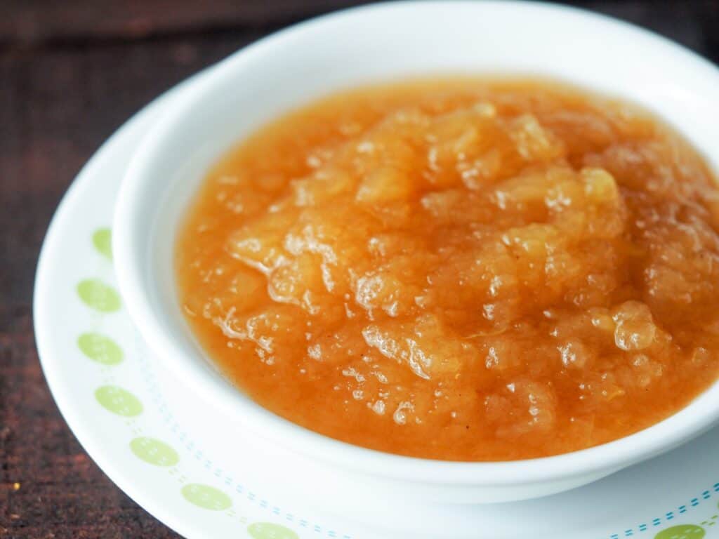 Instant Pot apple sauce in a white dish
