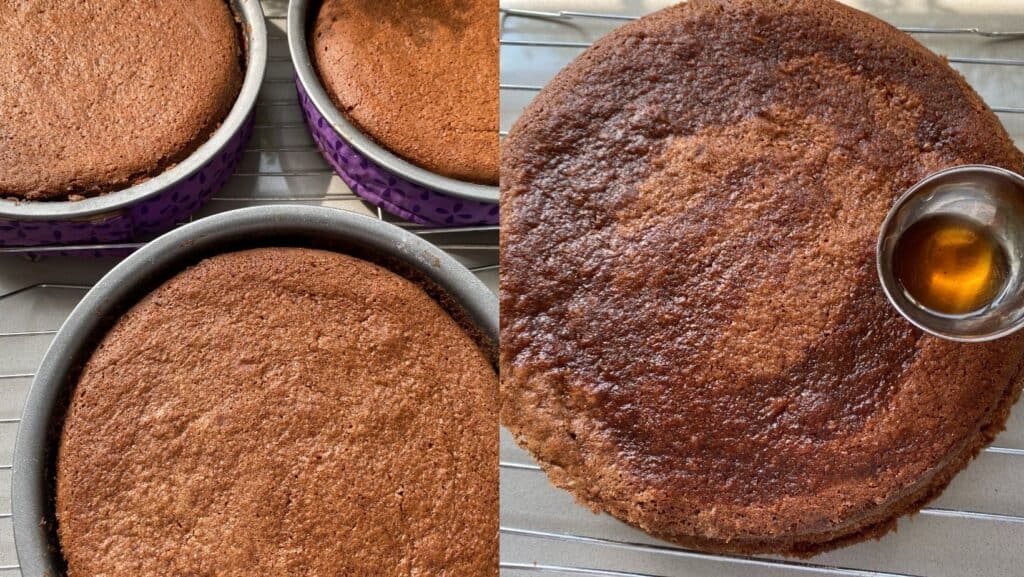 Baked sponge cake layers