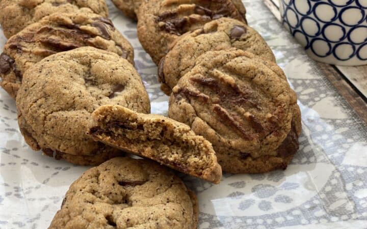 Close up of mocha chocolate chip cookies