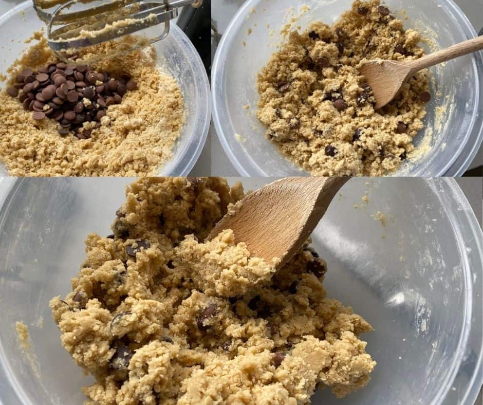 Cookie dough in mixing bowls