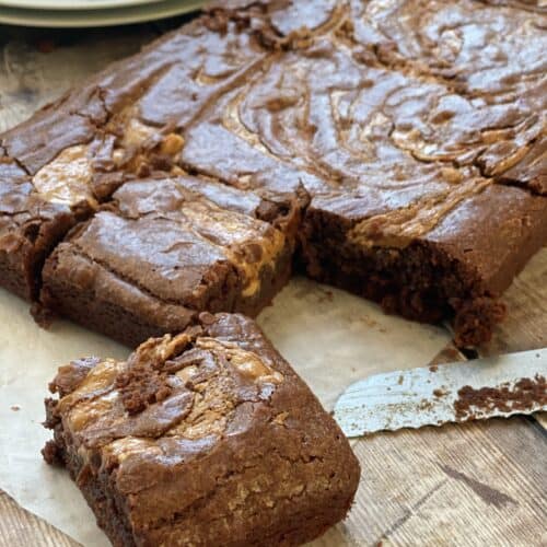 Slices of Peanut Butter Brownies