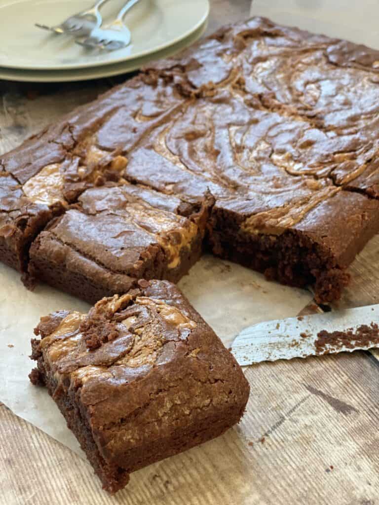 Slices of Peanut Butter Brownies