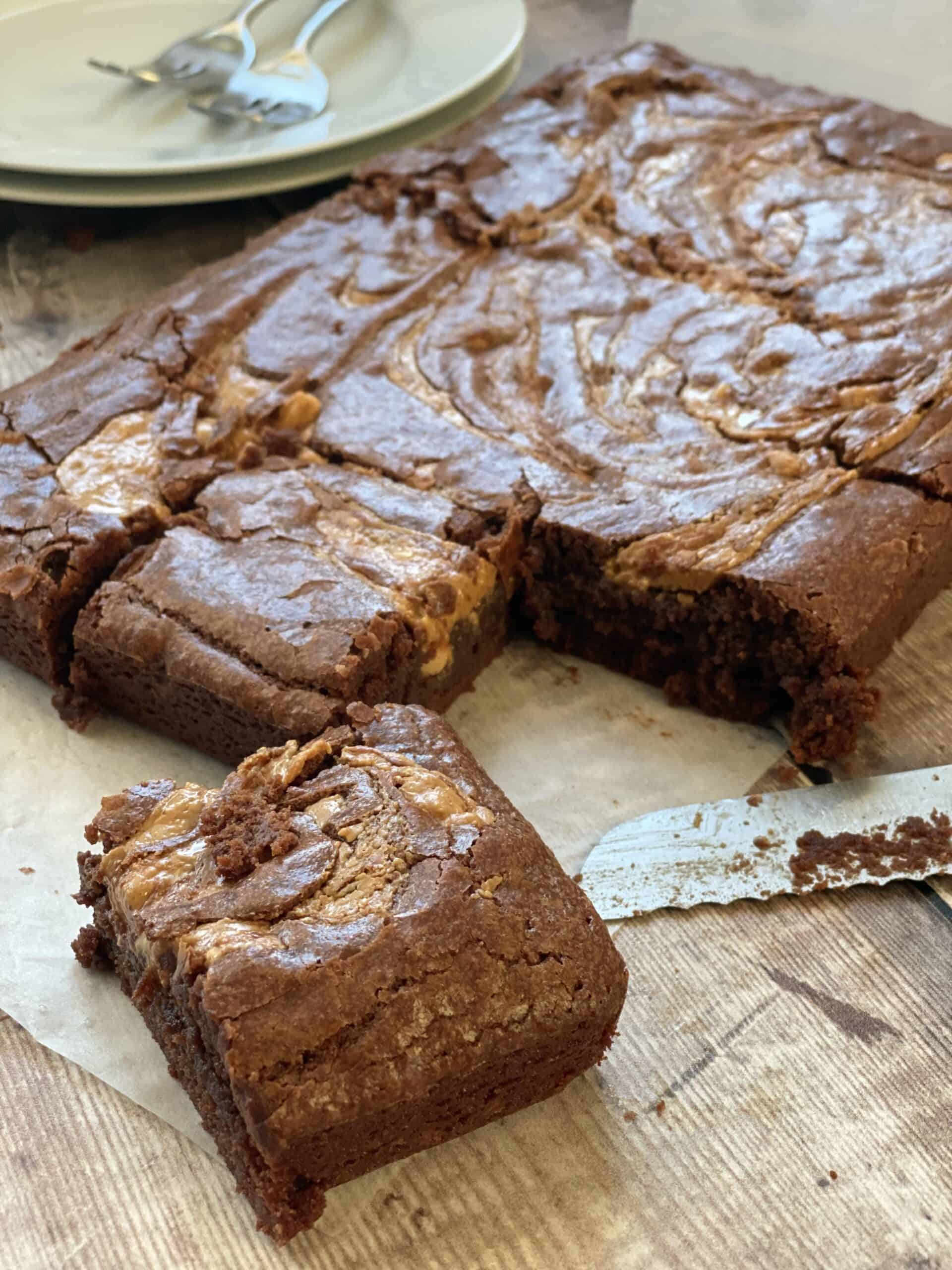 Chocolate Peanut Butter Brownies - Traditional Home Baking