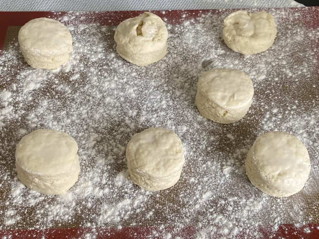 Sweet scone dough on a baking tray