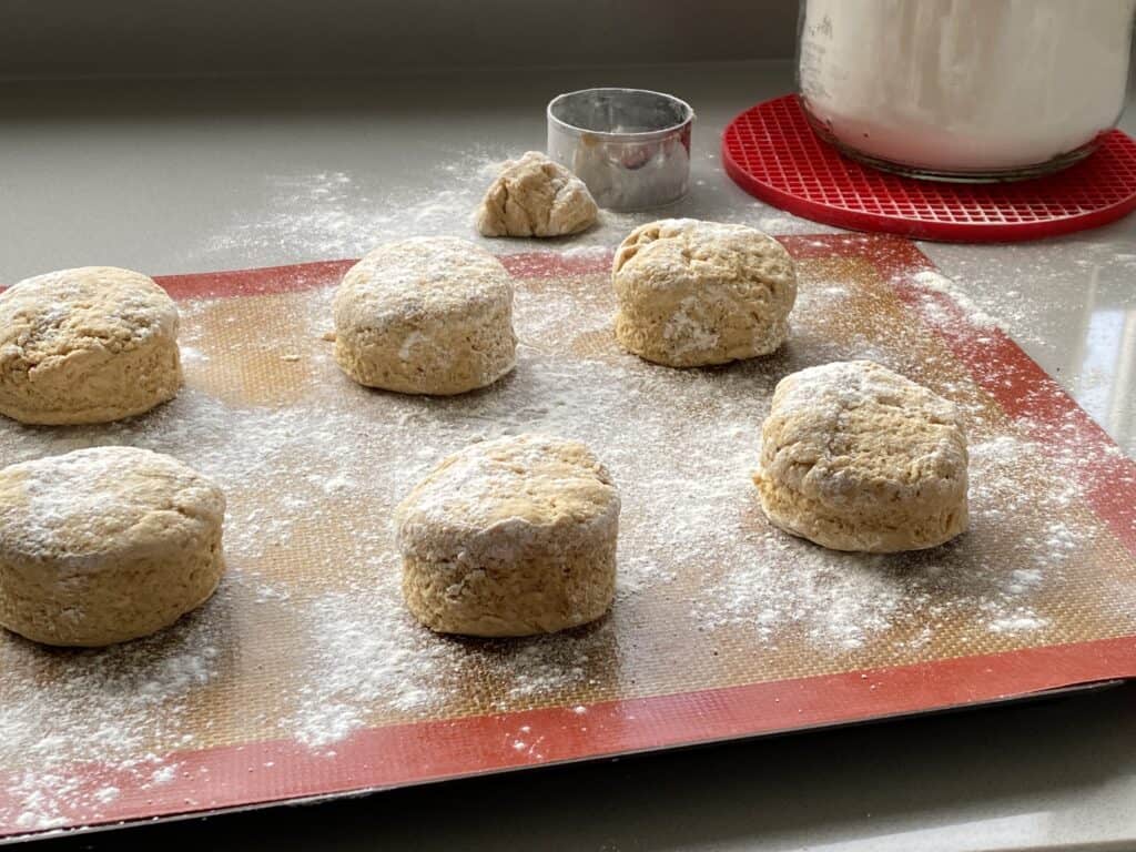 Unbaked treacle scones on a baking tray